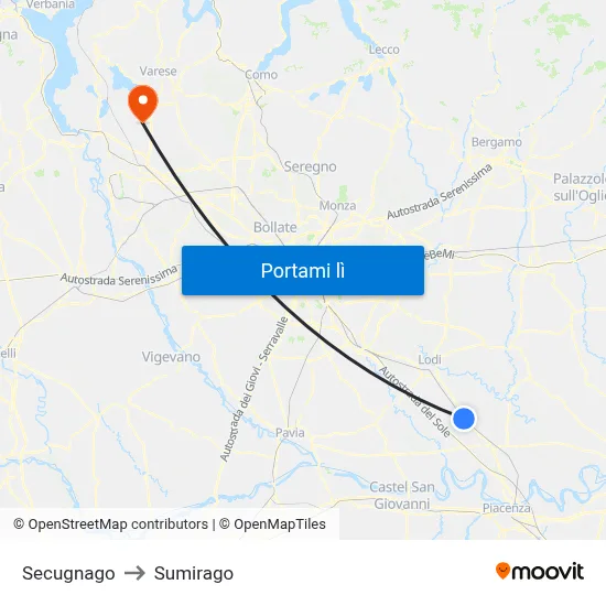 Secugnago to Sumirago map