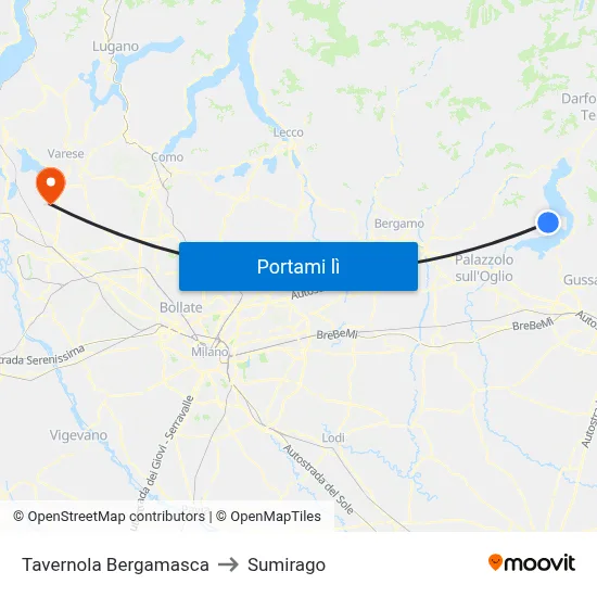 Tavernola Bergamasca to Sumirago map