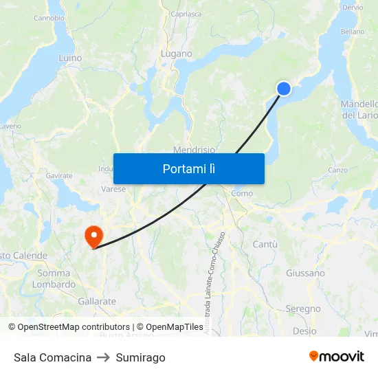 Sala Comacina to Sumirago map