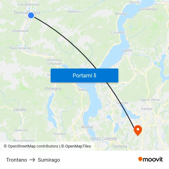 Trontano to Sumirago map