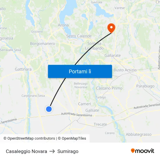 Casaleggio Novara to Sumirago map