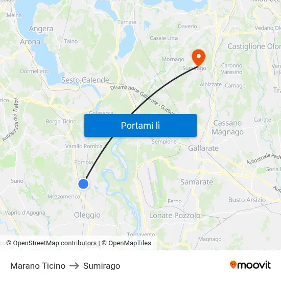 Marano Ticino to Sumirago map