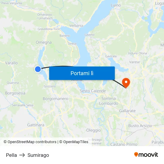 Pella to Sumirago map