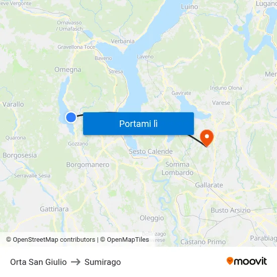 Orta San Giulio to Sumirago map
