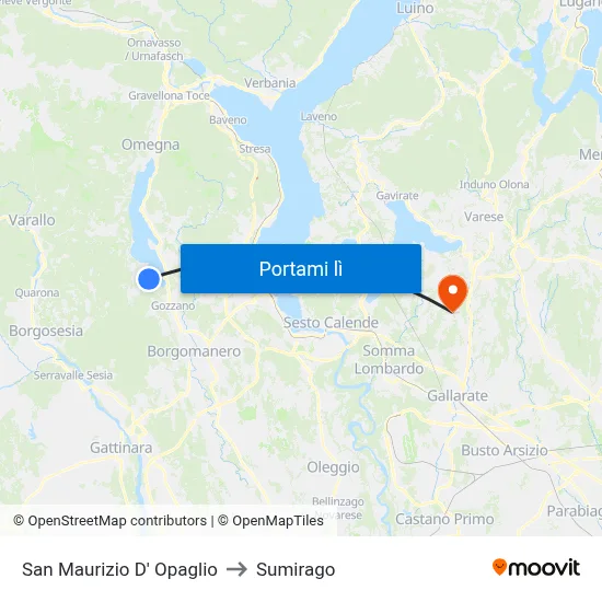 San Maurizio D' Opaglio to Sumirago map