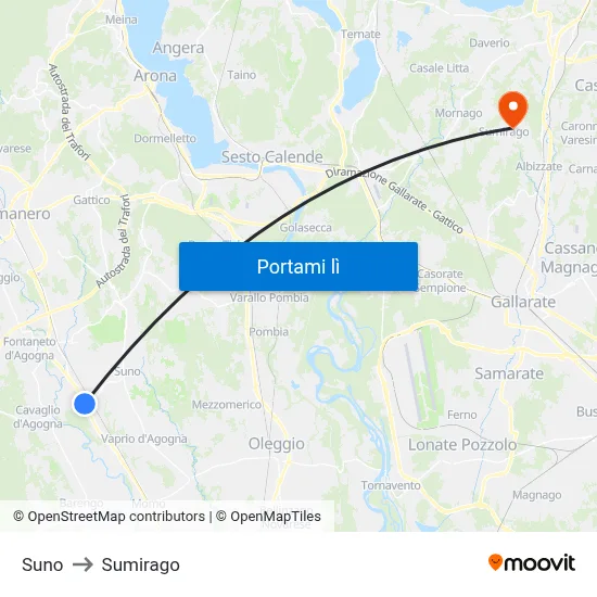 Suno to Sumirago map
