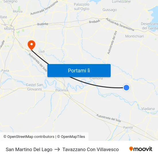 San Martino Del Lago to Tavazzano Con Villavesco map