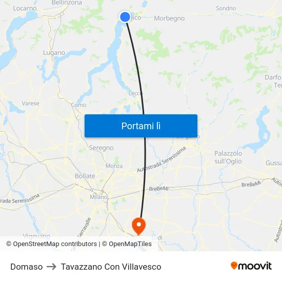 Domaso to Tavazzano Con Villavesco map