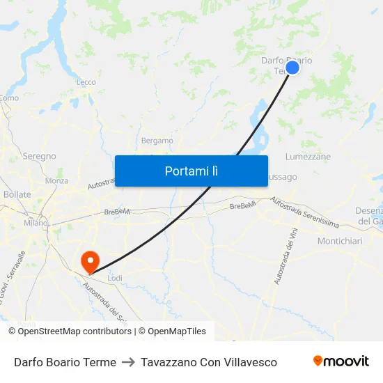 Darfo Boario Terme to Tavazzano Con Villavesco map