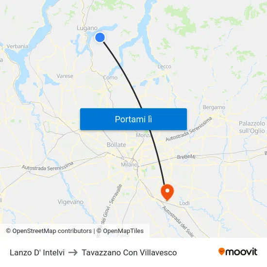 Lanzo D' Intelvi to Tavazzano Con Villavesco map
