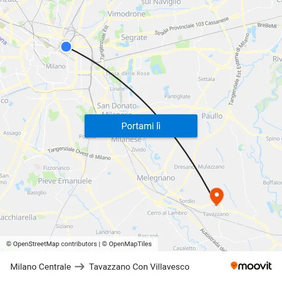 Milano Centrale to Tavazzano Con Villavesco map