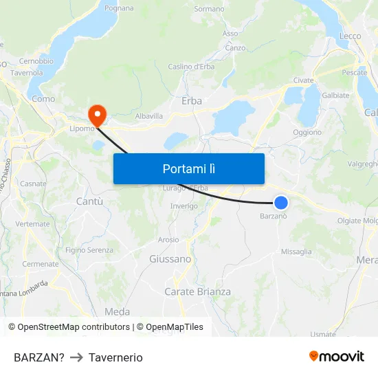 BARZAN? to Tavernerio map