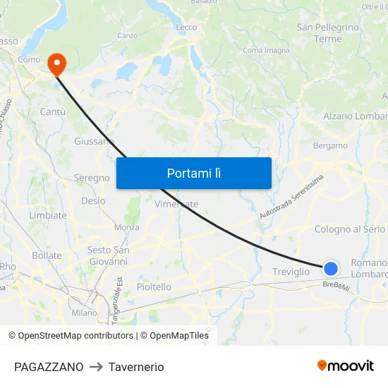PAGAZZANO to Tavernerio map