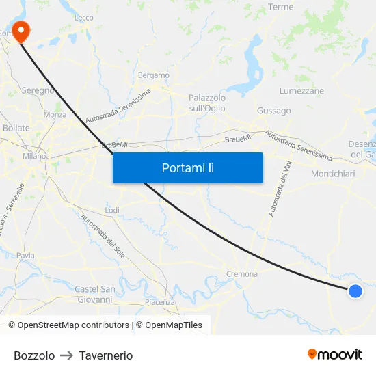 Bozzolo to Tavernerio map
