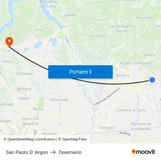 San Paolo D' Argon to Tavernerio map