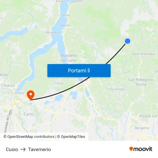 Cusio to Tavernerio map