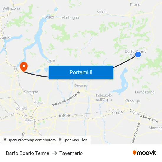 Darfo Boario Terme to Tavernerio map