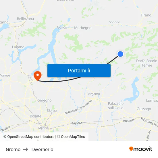 Gromo to Tavernerio map