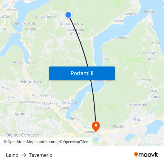 Laino to Tavernerio map