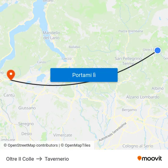 Oltre Il Colle to Tavernerio map