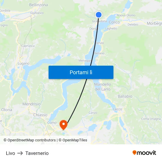 Livo to Tavernerio map