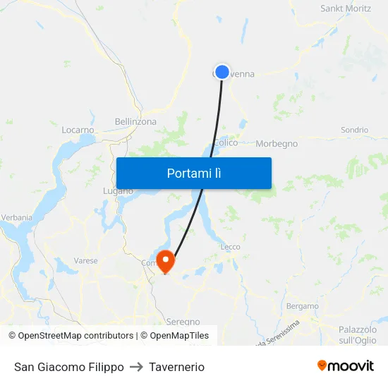 San Giacomo Filippo to Tavernerio map