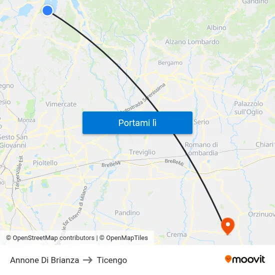 Annone Di Brianza to Ticengo map