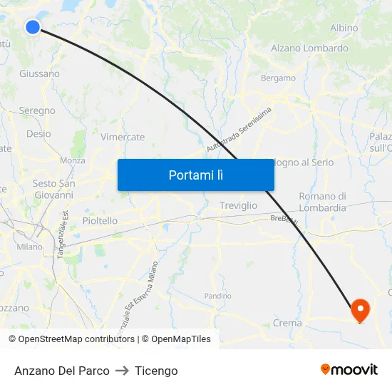 Anzano Del Parco to Ticengo map