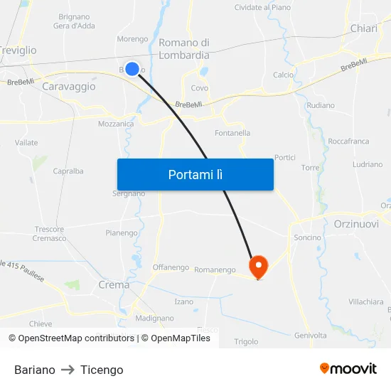 Bariano to Ticengo map