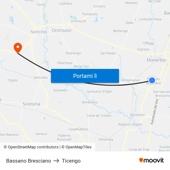 Bassano Bresciano to Ticengo map