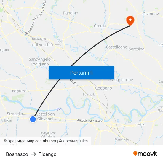 Bosnasco to Ticengo map
