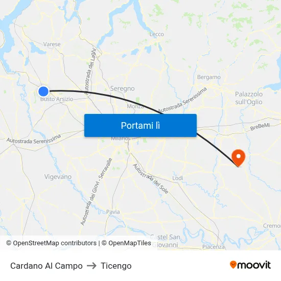 Cardano Al Campo to Ticengo map