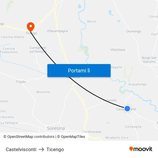 Castelvisconti to Ticengo map