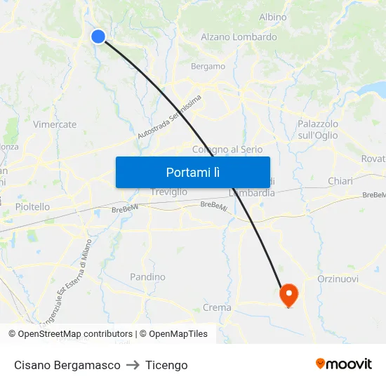 Cisano Bergamasco to Ticengo map