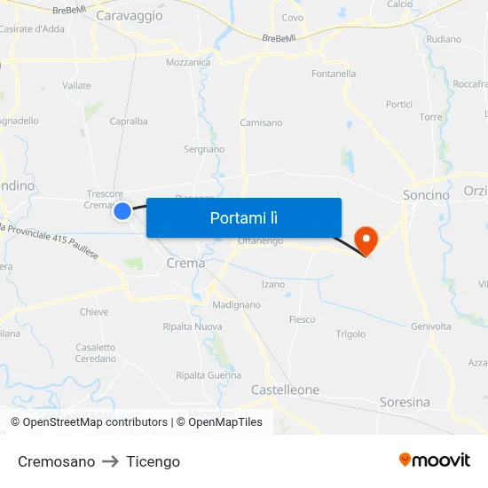 Cremosano to Ticengo map
