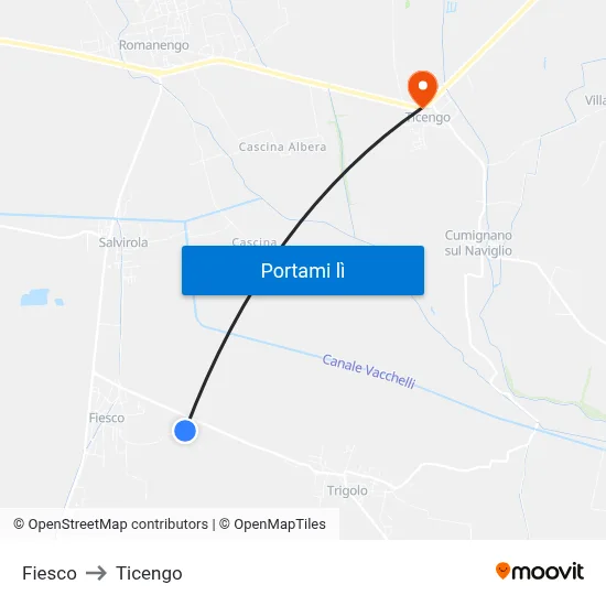 Fiesco to Ticengo map