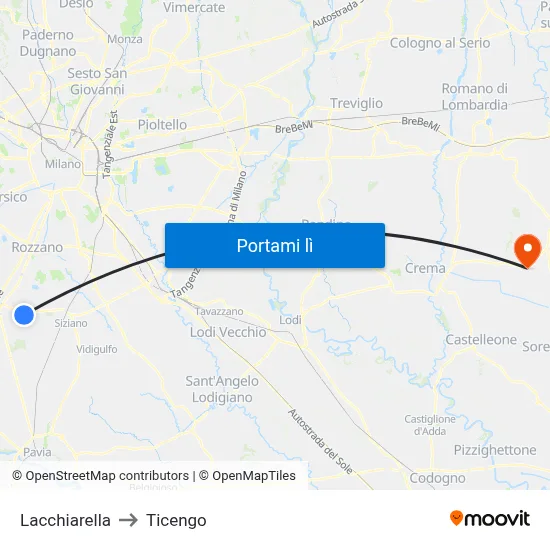 Lacchiarella to Ticengo map