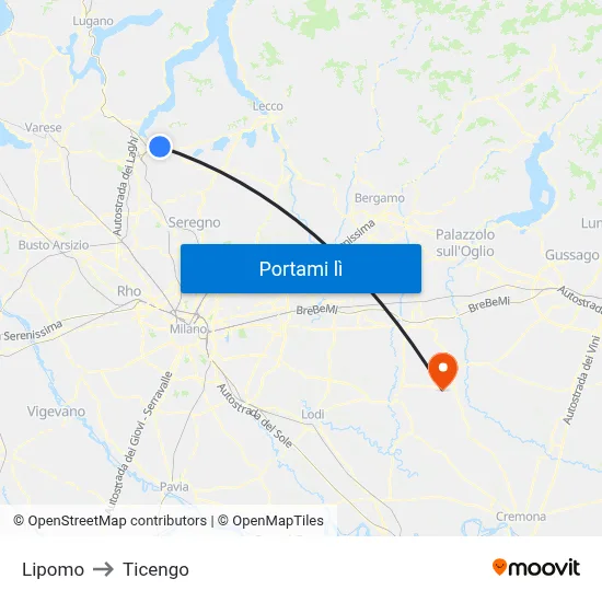 Lipomo to Ticengo map