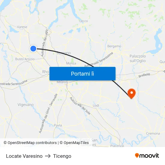Locate Varesino to Ticengo map
