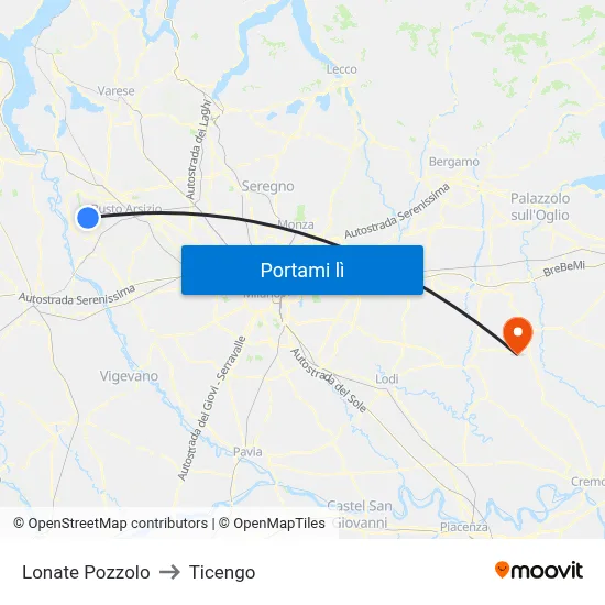 Lonate Pozzolo to Ticengo map