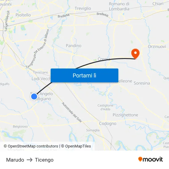 Marudo to Ticengo map