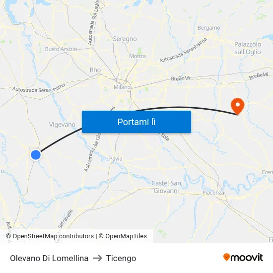 Olevano Di Lomellina to Ticengo map