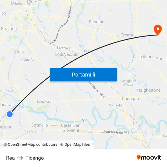 Rea to Ticengo map