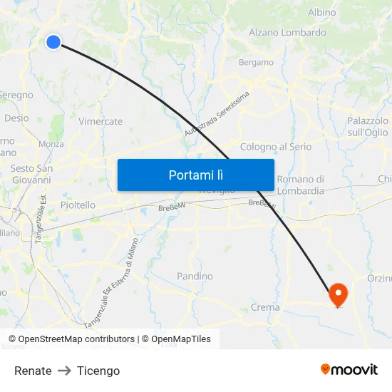 Renate to Ticengo map