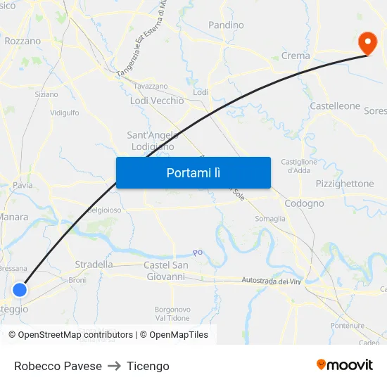 Robecco Pavese to Ticengo map