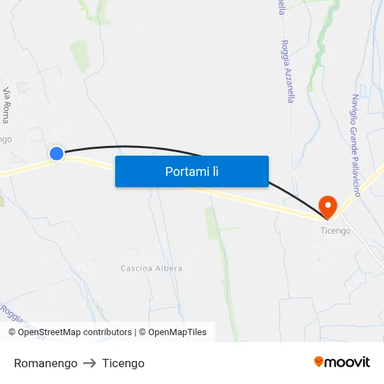Romanengo to Ticengo map