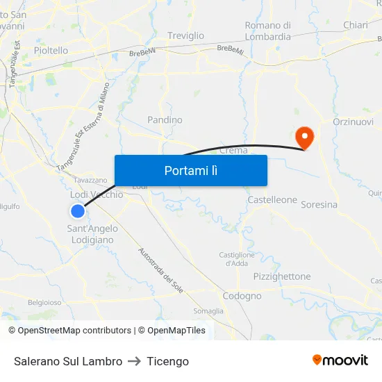 Salerano Sul Lambro to Ticengo map