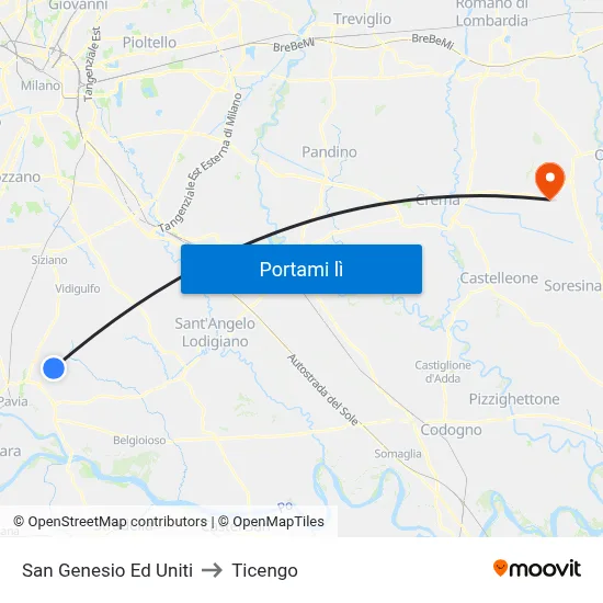 San Genesio Ed Uniti to Ticengo map