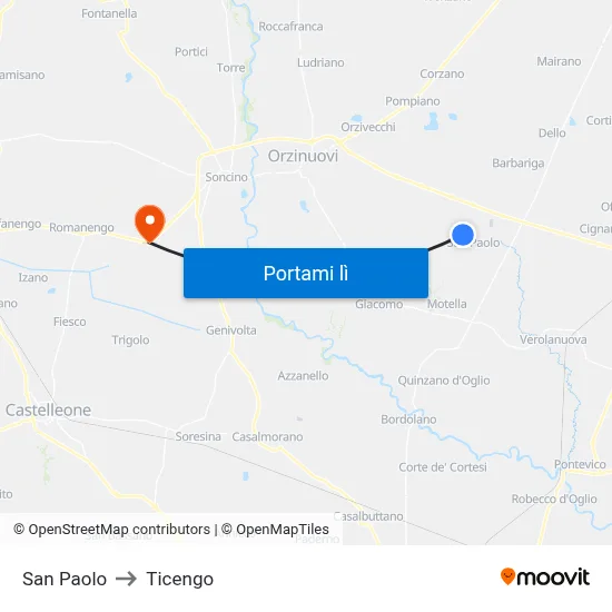 San Paolo to Ticengo map