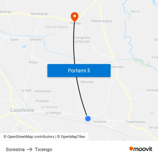 Soresina to Ticengo map